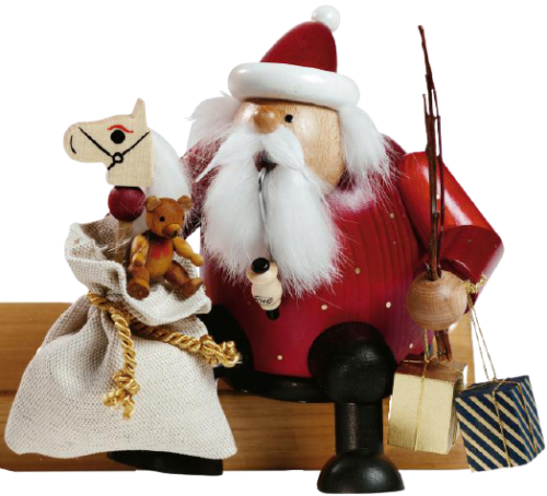 Kantenhocker Räuchermann Weihnachtsmann mit Geschenkesack KWO